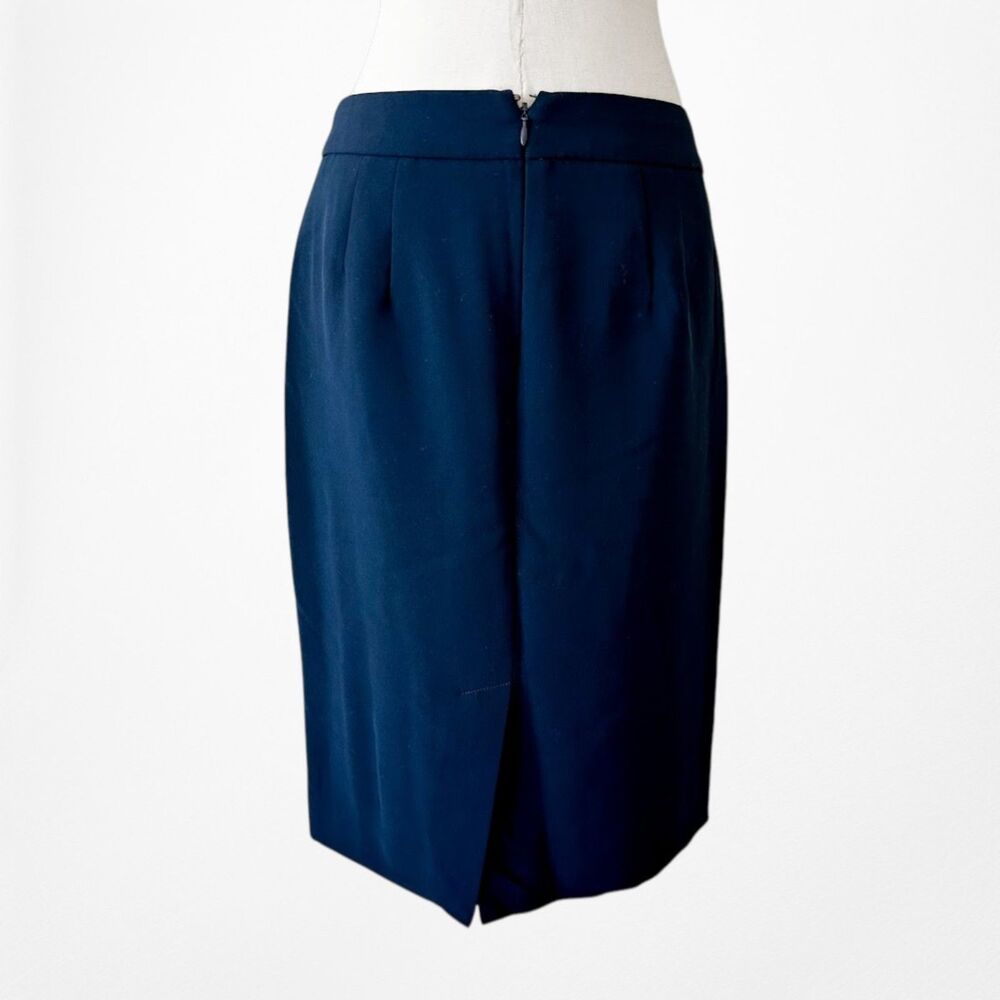 Vintage Y2K Navy Blue Knee Length Straight Pencil Bodycon Skirt W/ Slit Size S/M - Picture 5 of 7